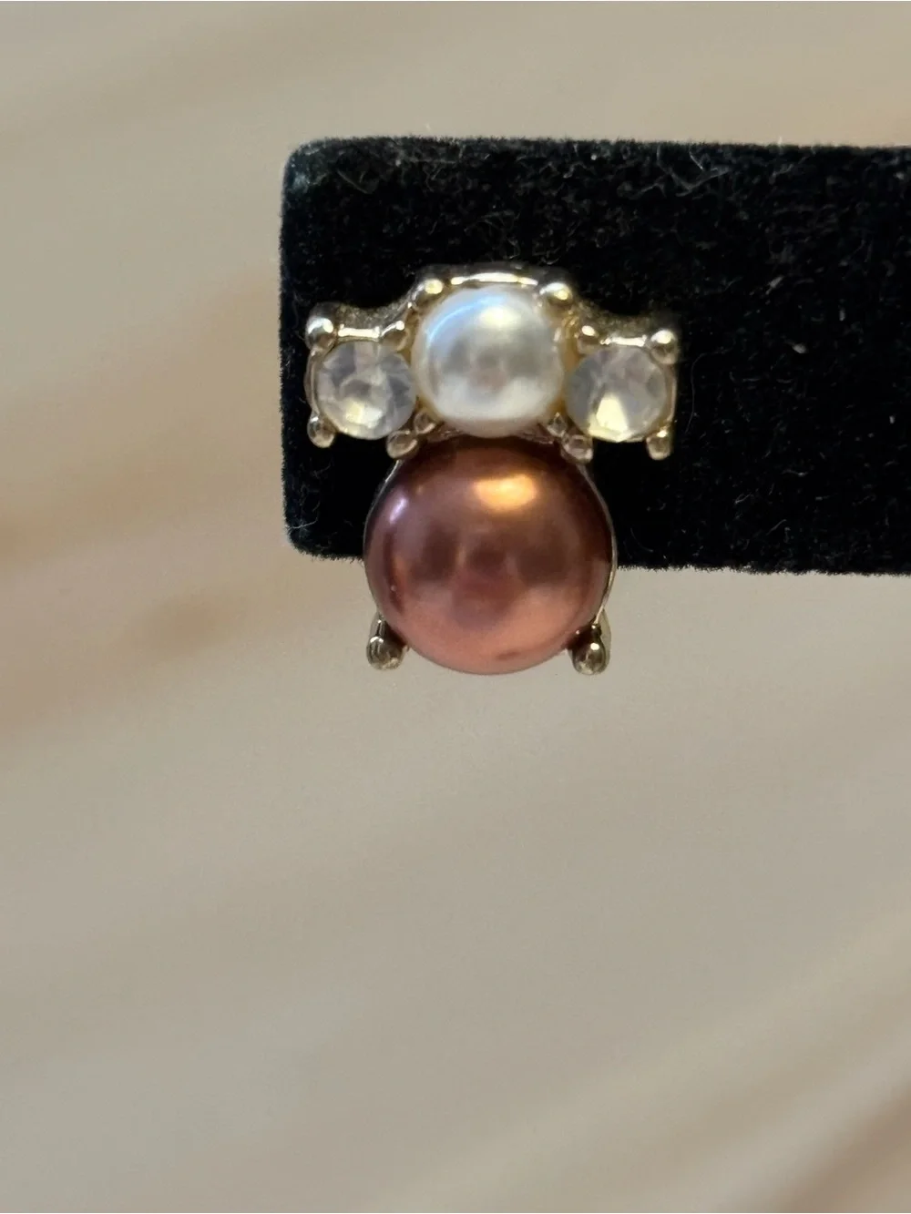 Kate Spade Gold-Tone Faux Pearl & Crystal Stud Earrings 1/2”